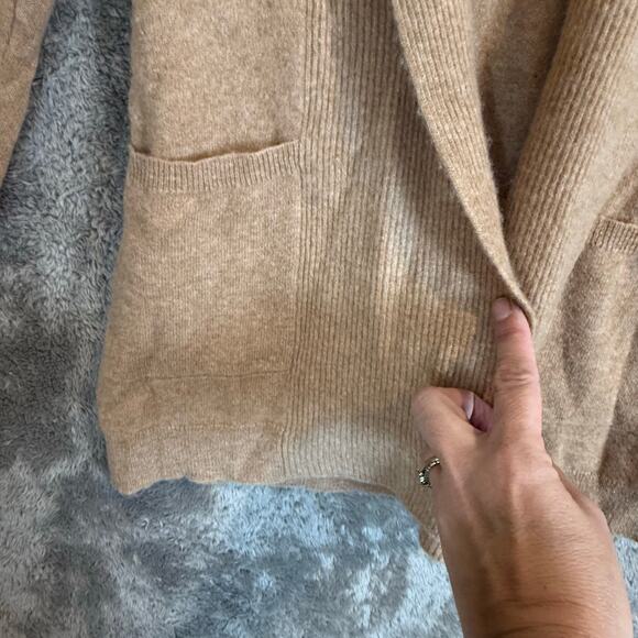 Rachel Zoe Camel Brown Cashmere Open Cardigan Sweater Longline PXS XS Petite - Picture 4 of 10